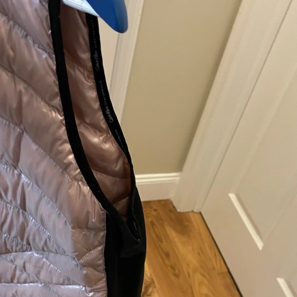 Calvin Klein Performance Quilted Vest in Metallic Pink and Black - Picture 6 of 6